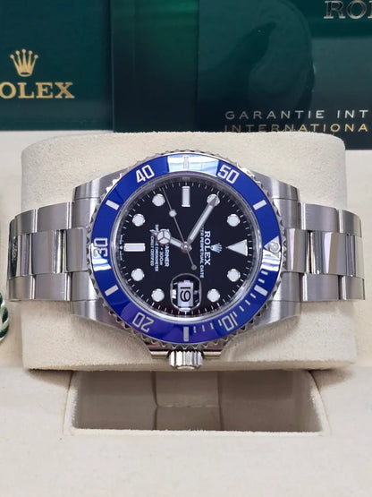 RLX White Gold Submariner Date Watch - The Blueberry - Blue Bezel - Black